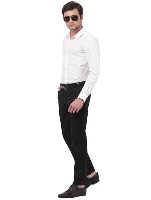 black solid flat front formal trouser - 16847278 - Standard Image - 4