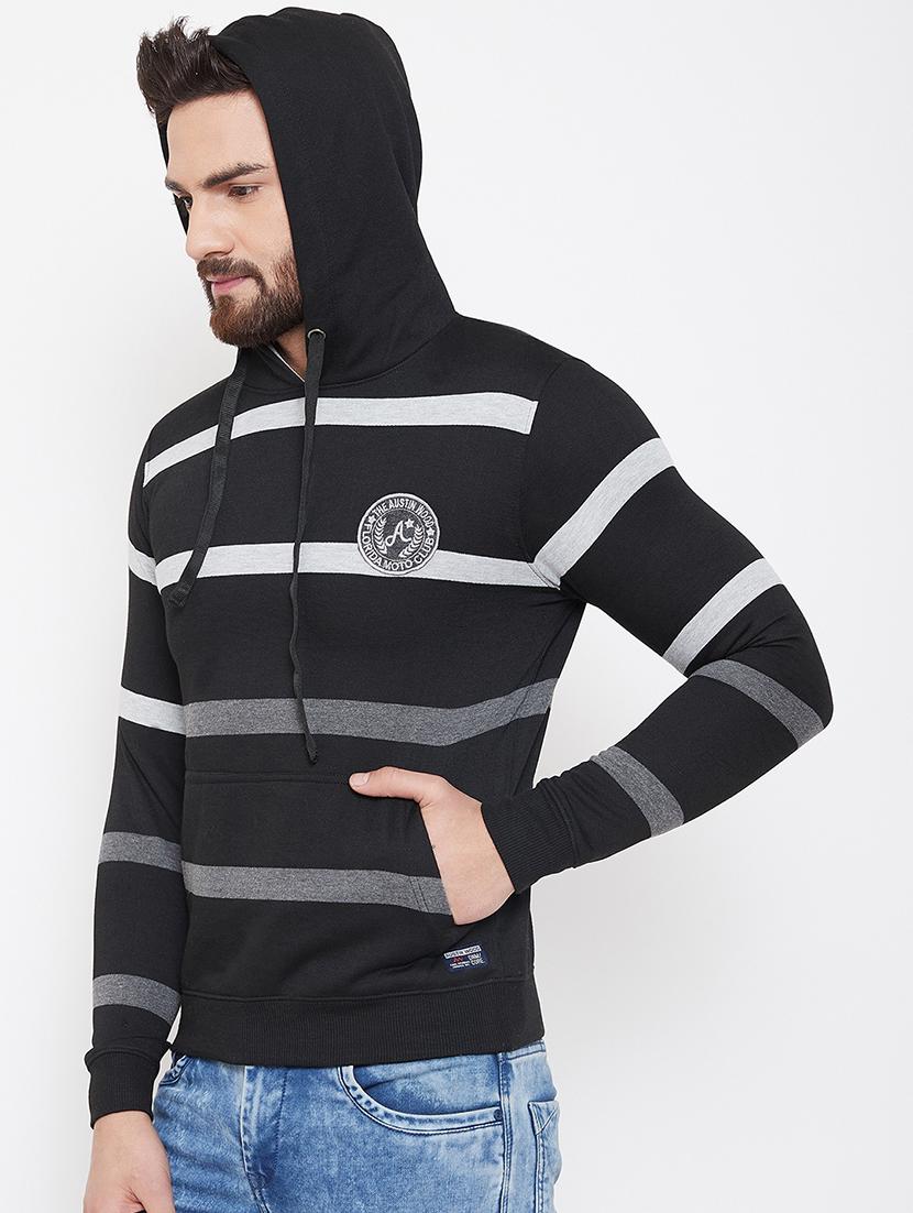 black fleece striped sweatshirt - 16847280 - Zoom Image - 2
