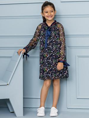 blue polyester frock - 16847482 - Standard Image - 4