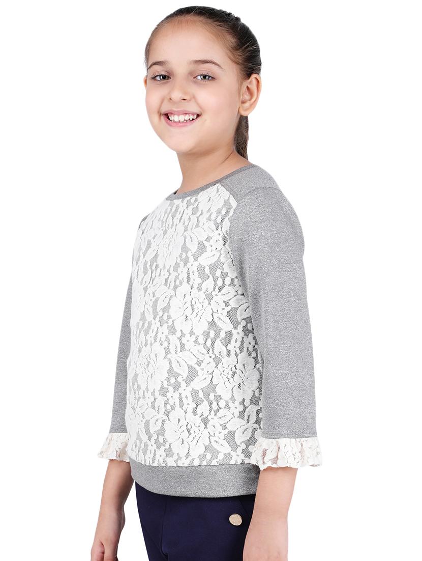 grey cotton blend regular top - 16847490 - Zoom Image - 2