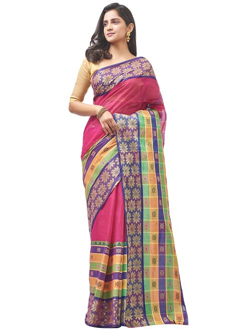 bordered tant saree - 16847744 - Standard Image - 1