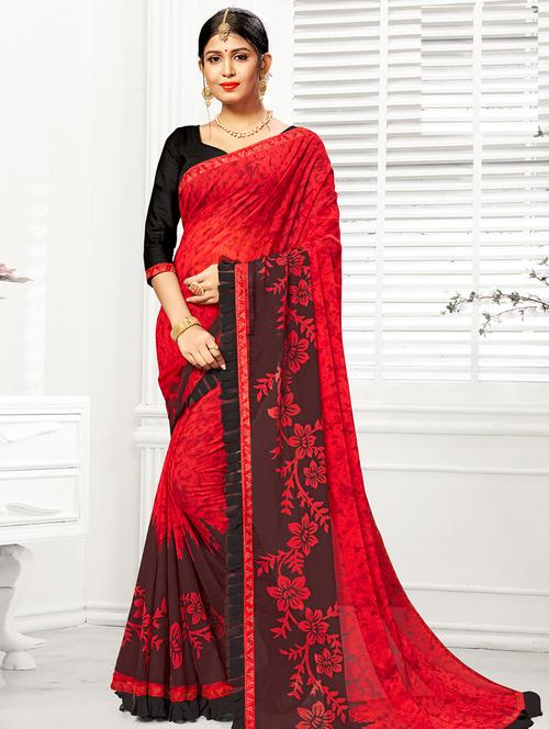 floral printed saree with blouse - 16847838 - Standard Image - 1