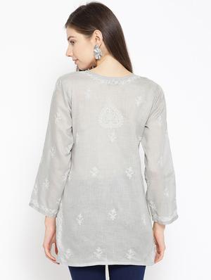 chikankari straight kurti - 16847877 - Standard Image - 3