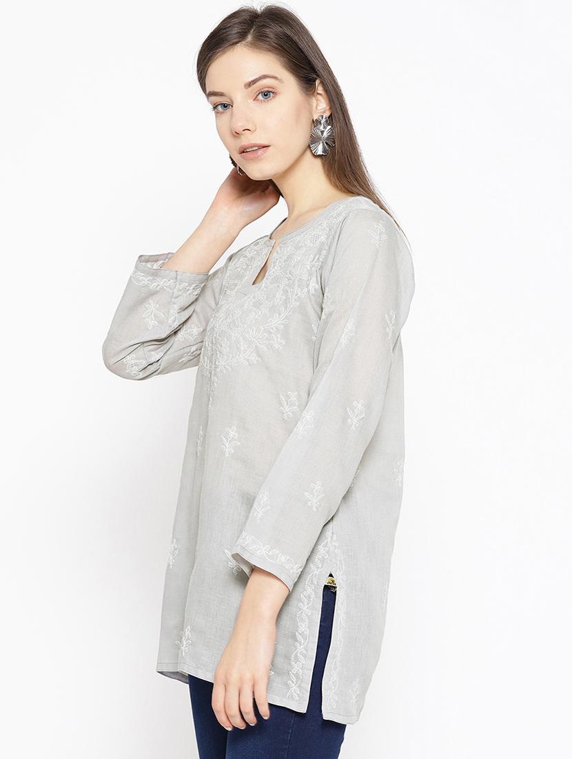 chikankari straight kurti - 16847877 - Zoom Image - 2