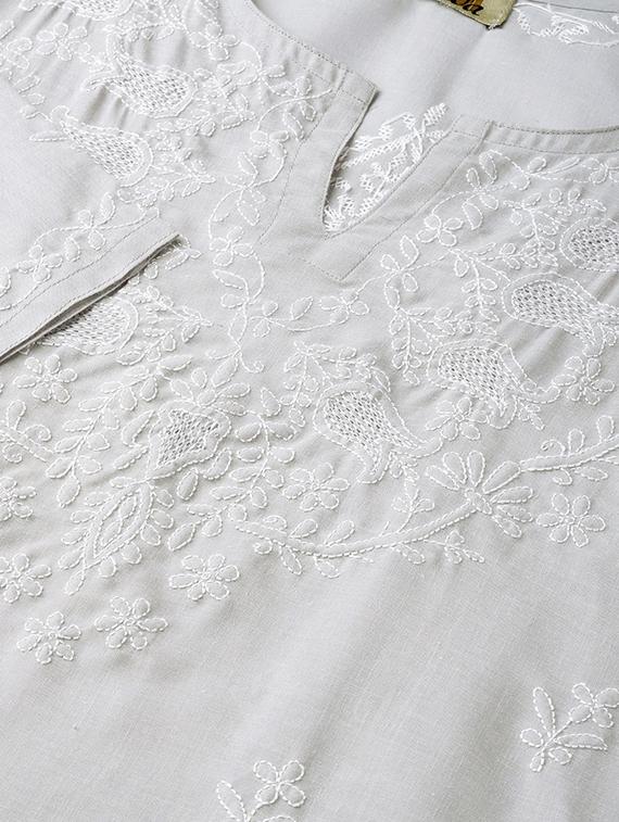 chikankari straight kurti - 16847877 - Zoom Image - 5