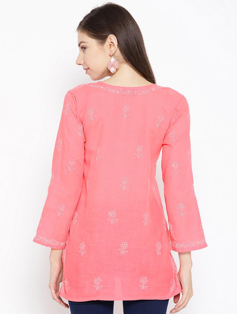 chikankari straight kurti - 16847880 - Zoom Image - 3