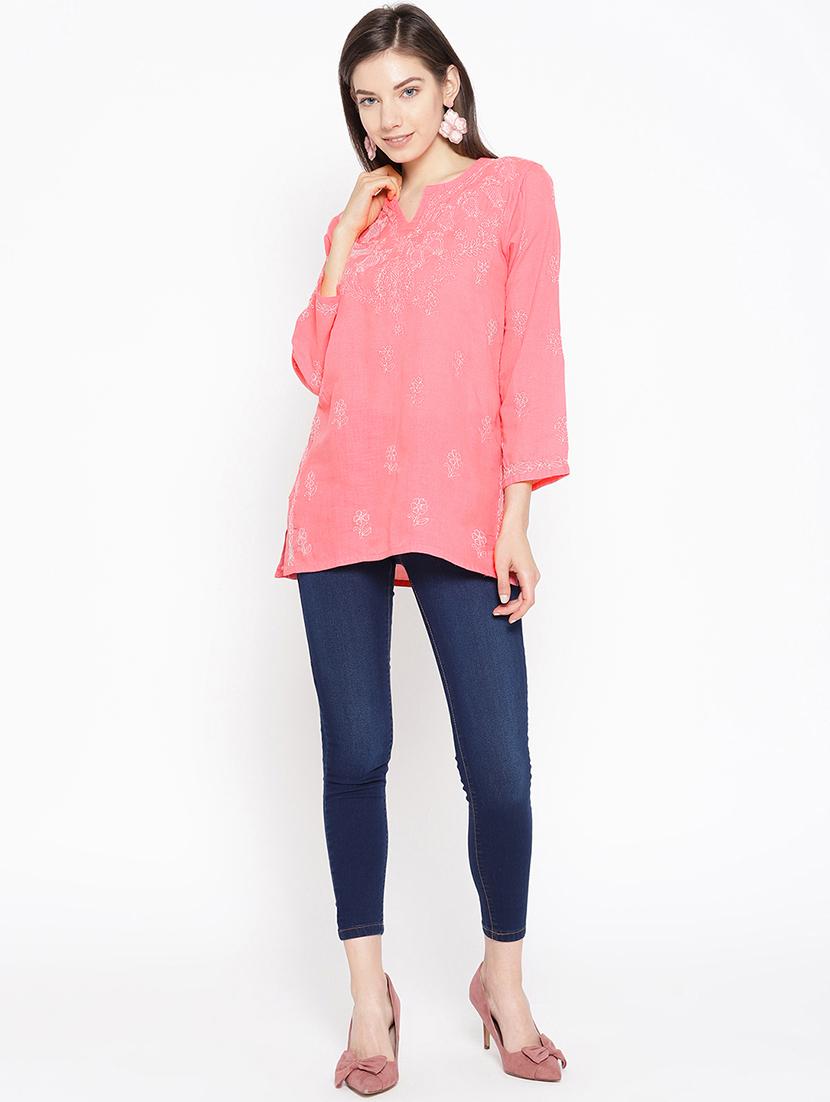 chikankari straight kurti - 16847880 - Zoom Image - 4