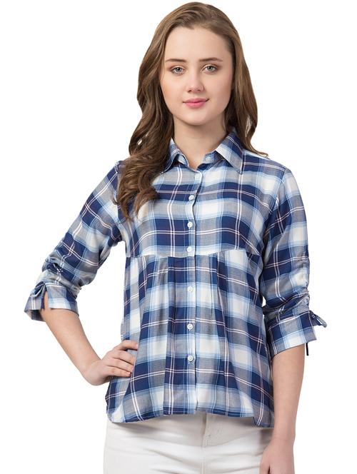ruched detail checkered shirt - 16847951 - Standard Image - 1