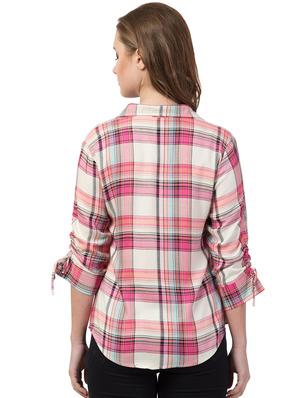 ruched detail checkered shirt - 16847952 - Standard Image - 3