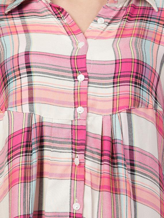 ruched detail checkered shirt - 16847952 - Zoom Image - 5