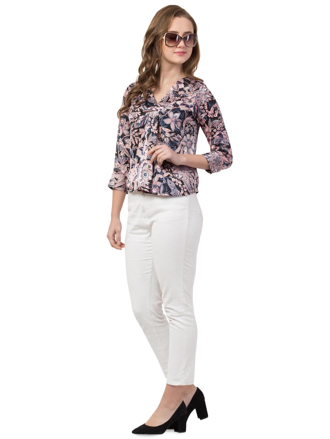 v-neck floral top - 16847954 - Zoom Image - 4