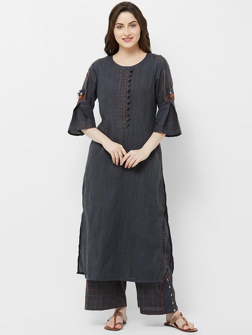 solid straight kurta - 16847958 - Standard Image - 1