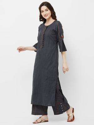 solid straight kurta - 16847958 - Standard Image - 2
