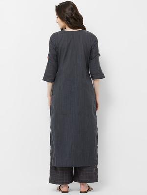 solid straight kurta - 16847958 - Standard Image - 3