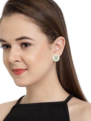 blue gold metal studs earring - 16848043 - Standard Image - 3