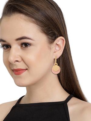 pink gold metal drop earring - 16848046 - Standard Image - 3