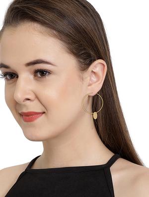 gold metal drop earring - 16848060 - Standard Image - 3