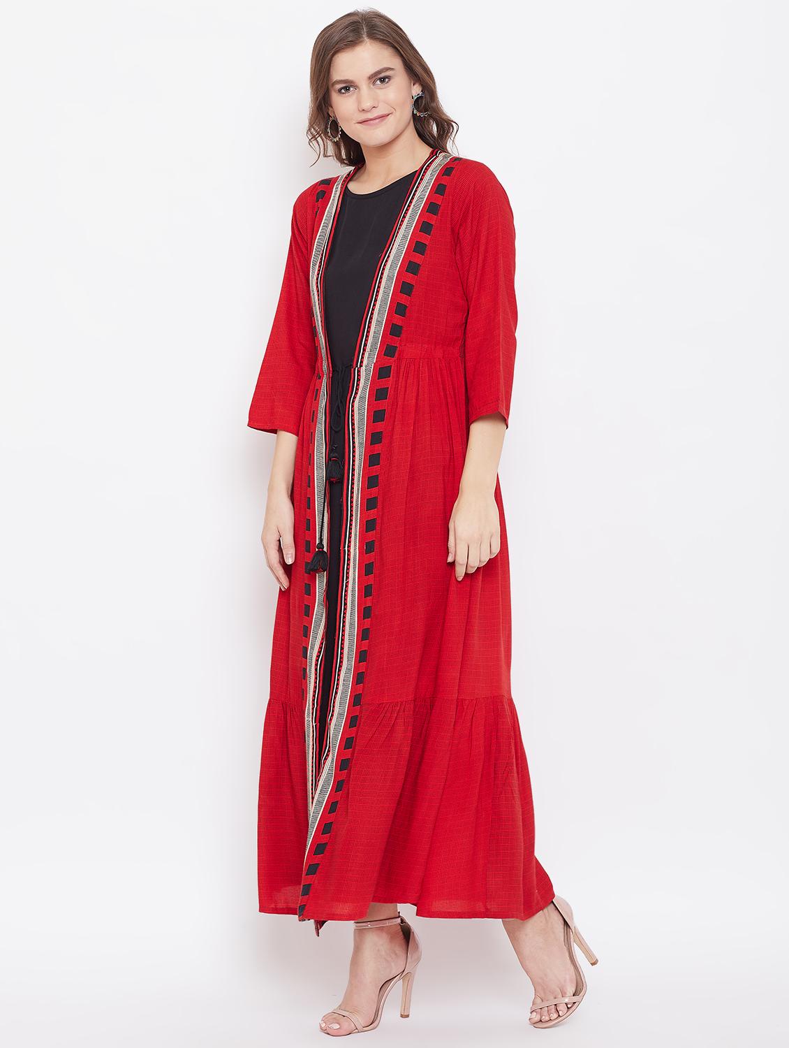 solid layered ethnic dress - 16848181 - Zoom Image - 2