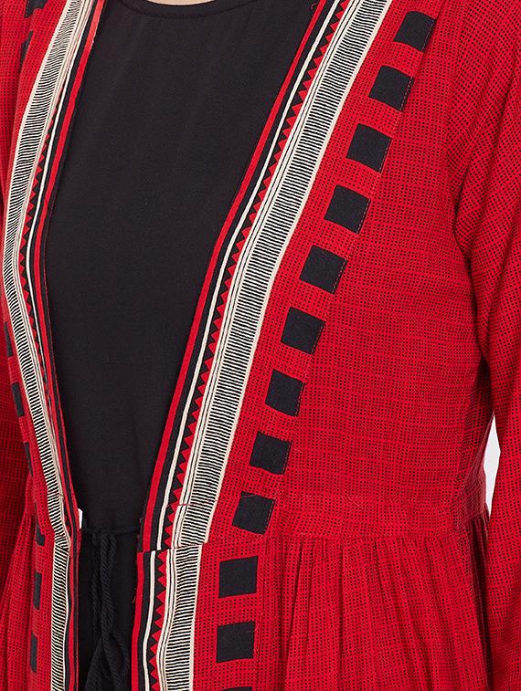 solid layered ethnic dress - 16848181 - Zoom Image - 4