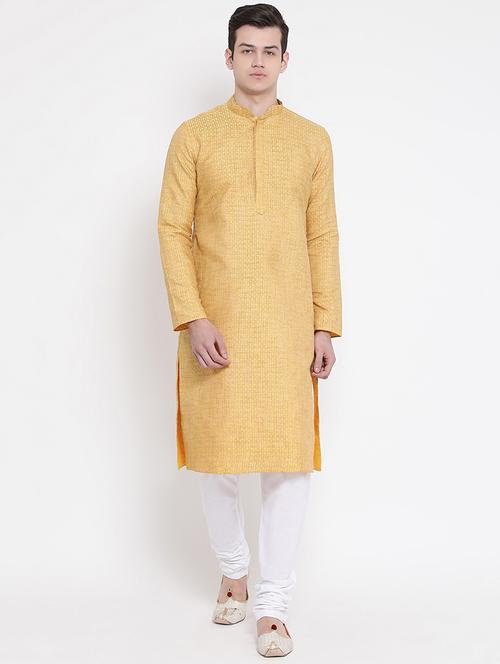 yellow embroidered kurta pyjama set - 16848378 - Standard Image - 1