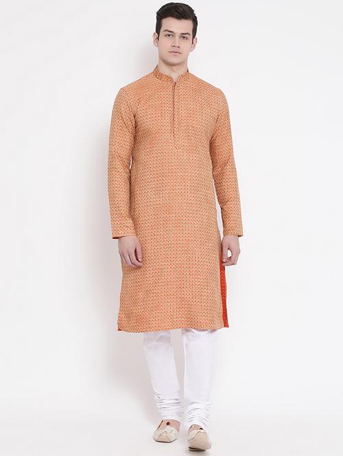 orange embroidered kurta pyjama set - 16848379 - Standard Image - 1