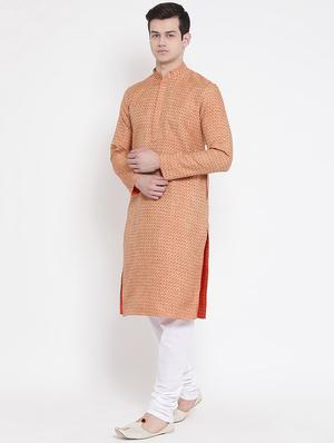 orange embroidered kurta pyjama set - 16848379 - Standard Image - 2