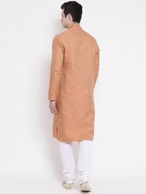 orange embroidered kurta pyjama set - 16848379 - Standard Image - 3