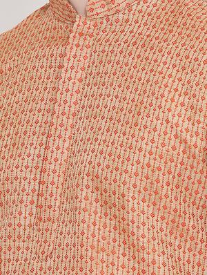 orange embroidered kurta pyjama set - 16848379 - Standard Image - 4