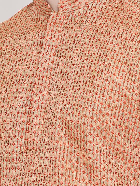 orange embroidered kurta pyjama set - 16848379 - Zoom Image - 4