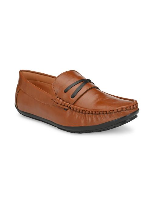 tan leatherette slip on loafers - 16848754 - Standard Image - 1