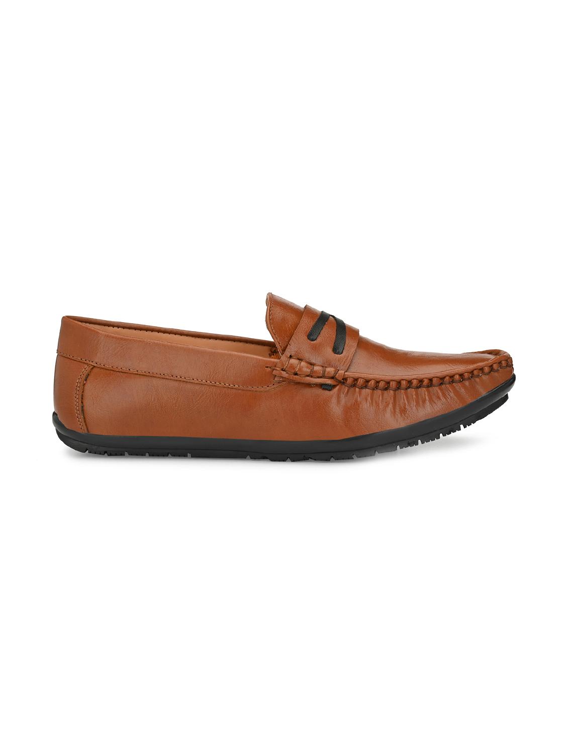 tan leatherette slip on loafers - 16848754 - Zoom Image - 2