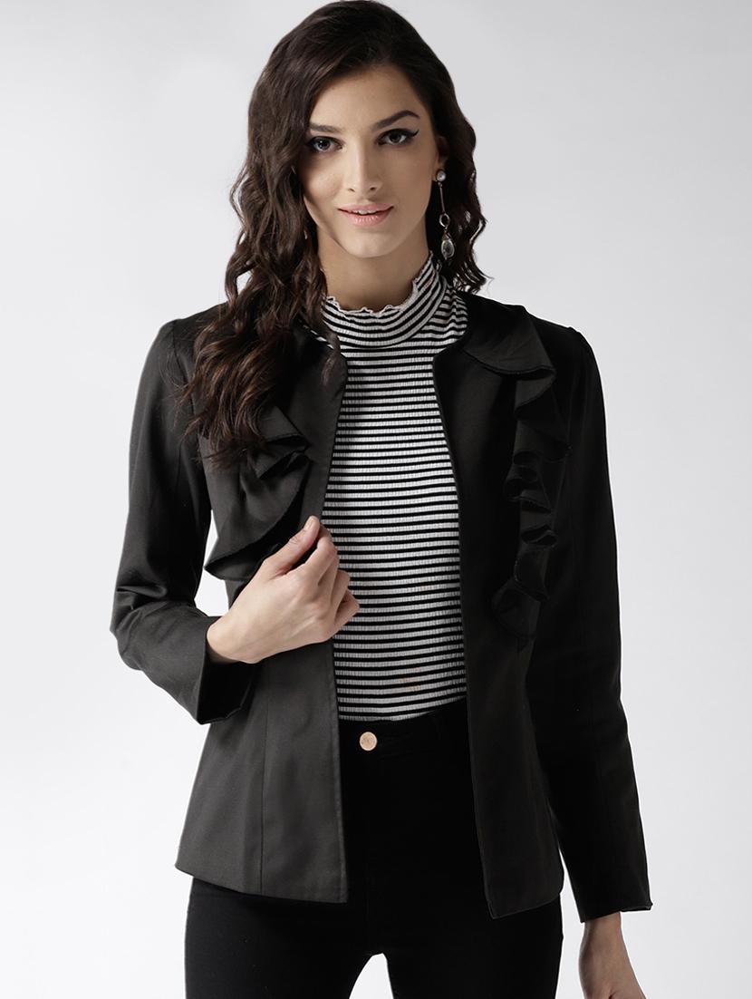ruffle detail solid blazer - 16849137 - Zoom Image - 1
