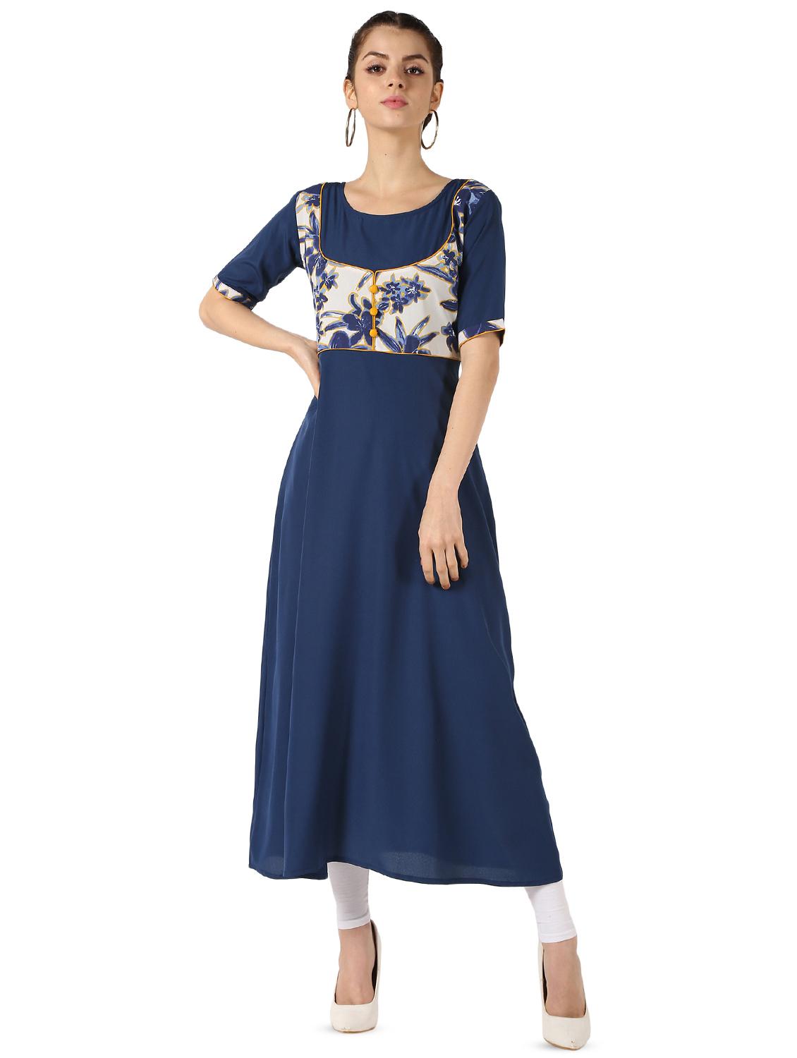 printed yoke a-line kurta - 16849216 - Zoom Image - 1
