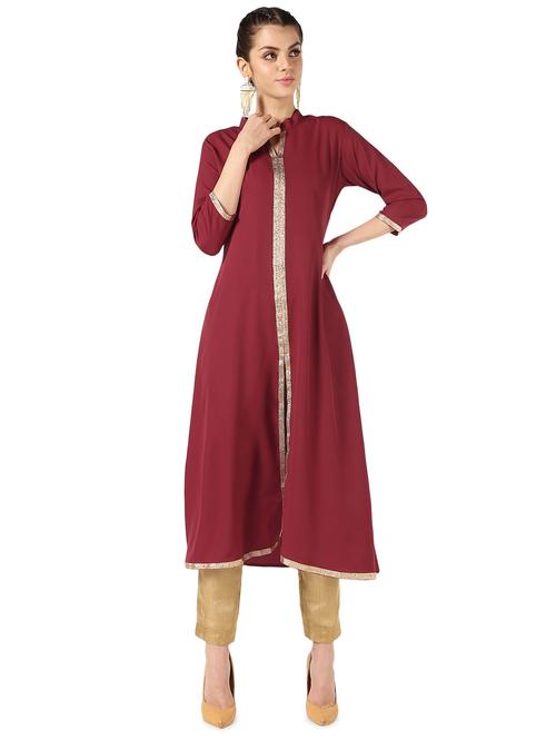 solid a-line kurta - 16849226 - Standard Image - 1