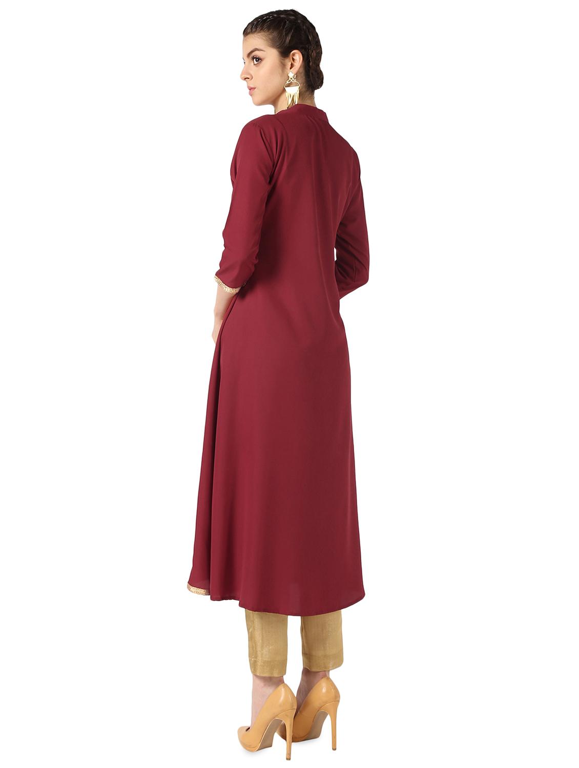 solid a-line kurta - 16849226 - Zoom Image - 3