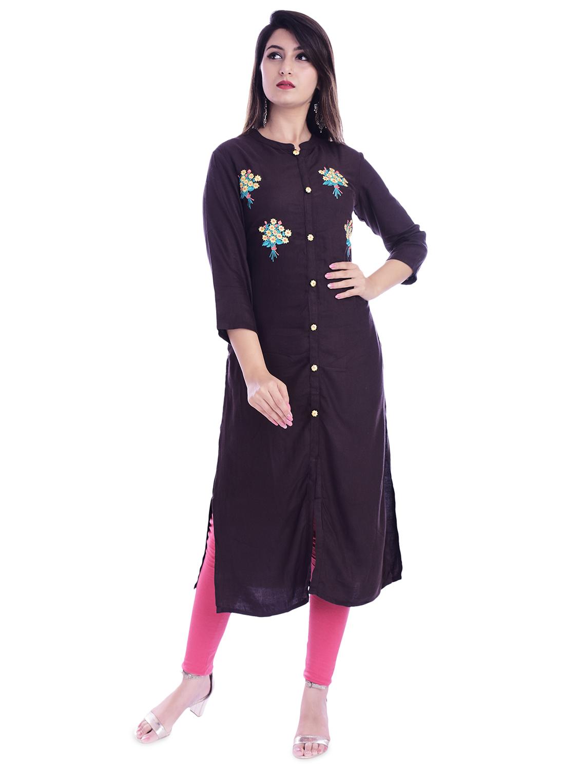 embroidered straight kurta - 16849478 - Zoom Image - 1