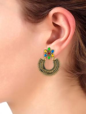 multi colored metal chandellier earring - 16849647 - Standard Image - 4