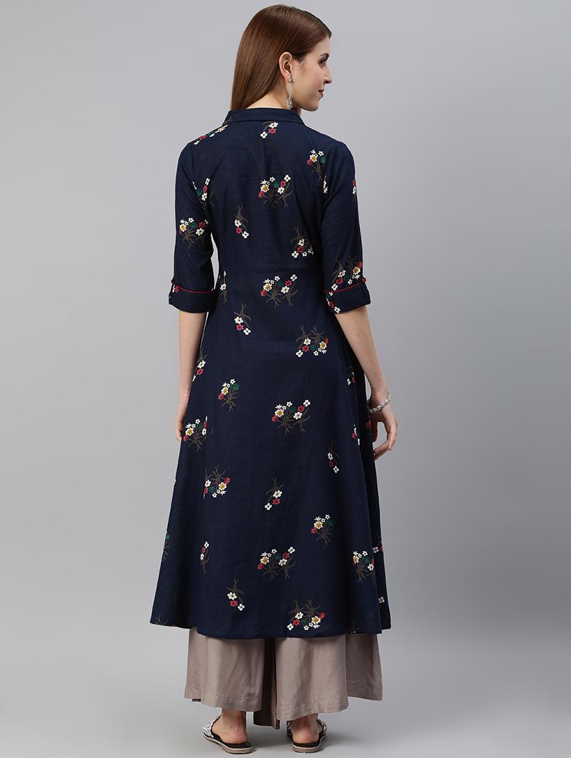 floral a-line kurta - 16850101 - Zoom Image - 3