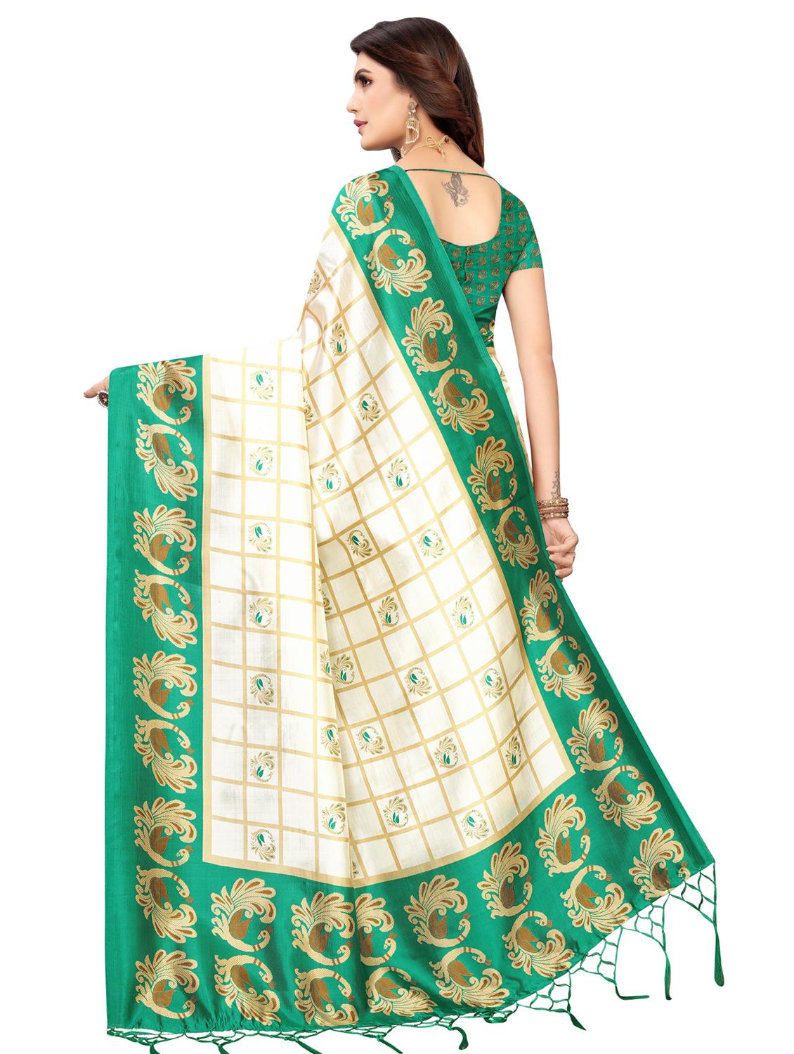 check printed saree with blouse - 16850297 - Zoom Image - 2