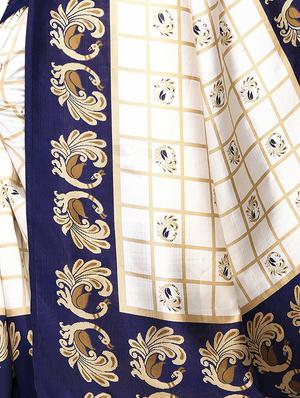 check printed saree with blouse - 16850299 - Standard Image - 3