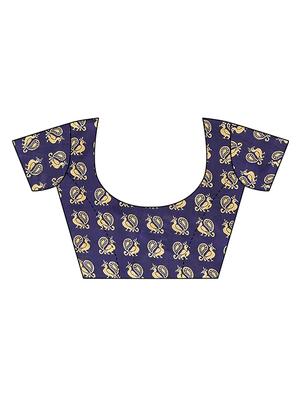 check printed saree with blouse - 16850299 - Standard Image - 4