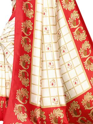check printed saree with blouse - 16850301 - Standard Image - 3