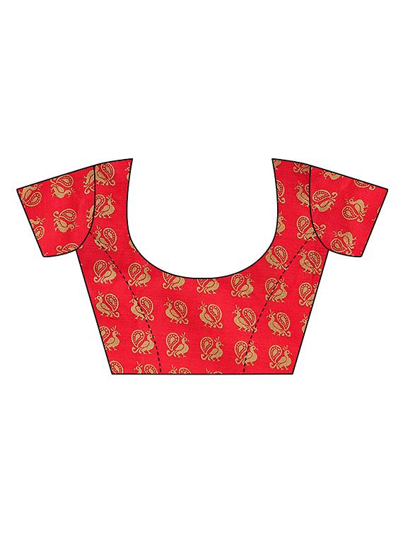 check printed saree with blouse - 16850301 - Zoom Image - 4