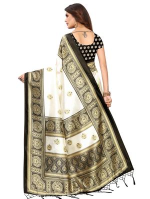solid bordered saree with blouse - 16850302 - Standard Image - 2