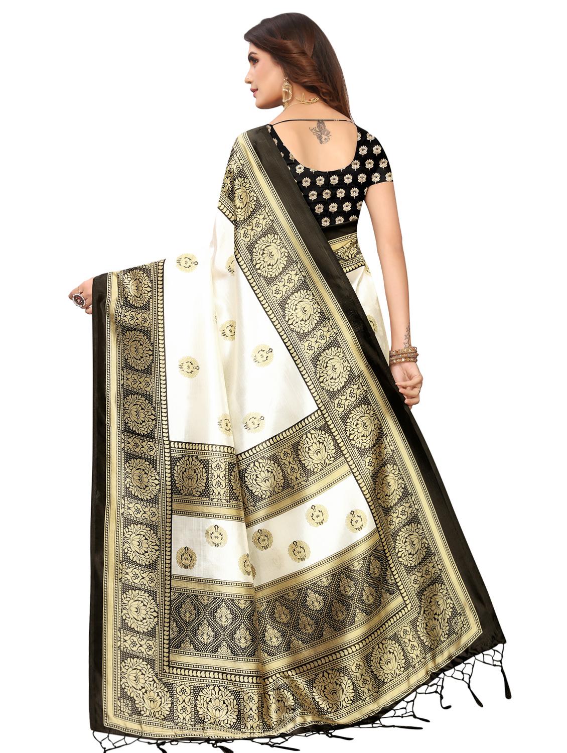 solid bordered saree with blouse - 16850302 - Zoom Image - 2