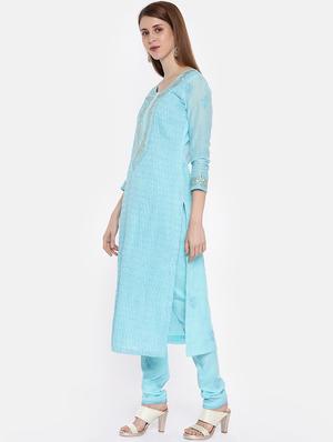 chikankari unstitched churidaar suit set - 16850512 - Standard Image - 2