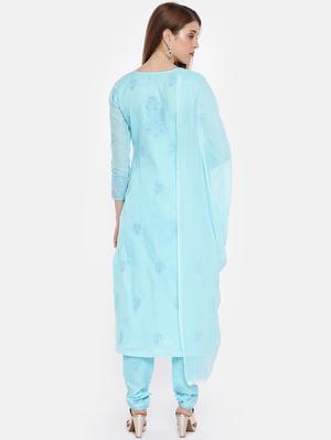 chikankari unstitched churidaar suit set - 16850512 - Standard Image - 3