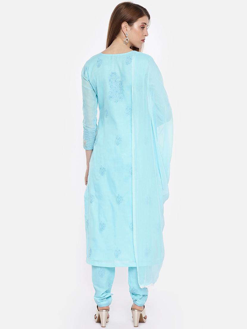 chikankari unstitched churidaar suit set - 16850512 - Zoom Image - 3