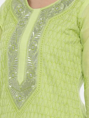chikankari unstitched straight pants suit set - 16850514 - Standard Image - 4