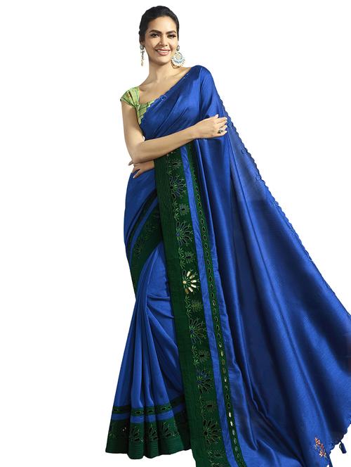 solid embroidered saree with blouse - 16850748 - Standard Image - 1